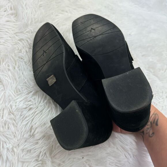 Aquatalia Square Toe Block Heel Suede Loafers - Picture 8 of 10